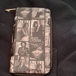 Mr and Mrs BARACK OBAMA Black and Gray Magazine Cover Wallet.